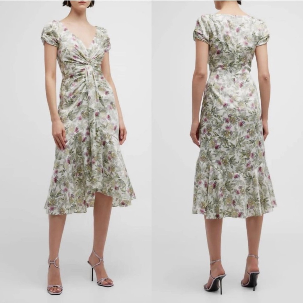 Beautiful floral print Cinq a sept walker midi dress size 2